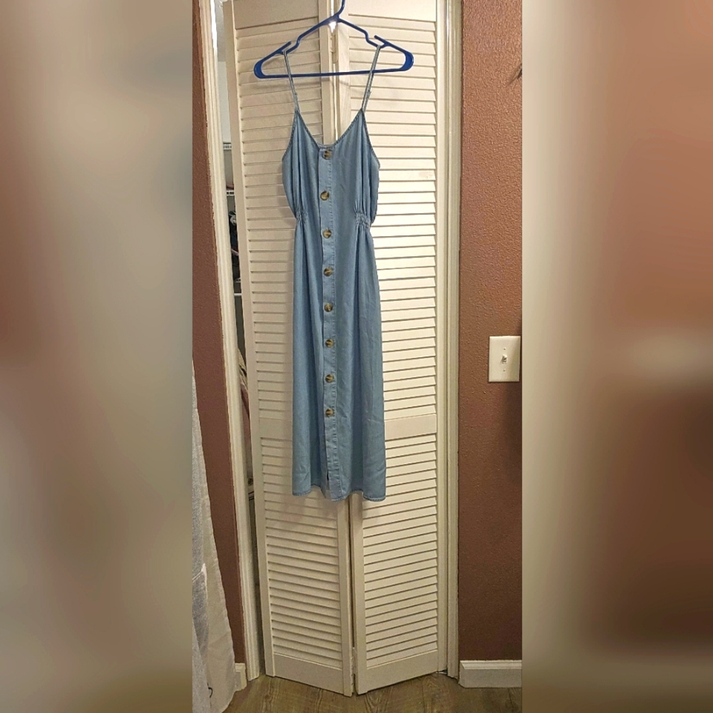 Denim style button up dress